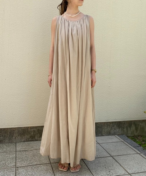 CAPRICIEUX LE'MAGE（カプリシューレマージュ）の「テントラインバックリボンワンピース（ワンピース・レディース・チャコールグレー/ベージュ/ピンク・FREE）」の4枚目の写真