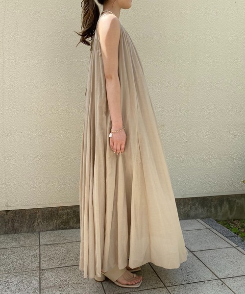 CAPRICIEUX LE'MAGE（カプリシューレマージュ）の「テントラインバックリボンワンピース（ワンピース・レディース・チャコールグレー/ベージュ/ピンク・FREE）」の5枚目の写真