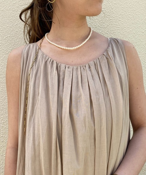 CAPRICIEUX LE'MAGE（カプリシューレマージュ）の「テントラインバックリボンワンピース（ワンピース・レディース・チャコールグレー/ベージュ/ピンク・FREE）」の7枚目の写真