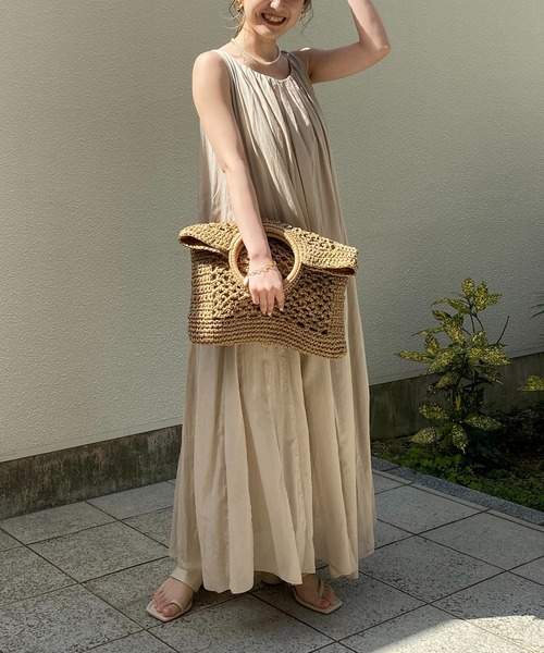 CAPRICIEUX LE'MAGE（カプリシューレマージュ）の「テントラインバックリボンワンピース（ワンピース・レディース・チャコールグレー/ベージュ/ピンク・FREE）」の11枚目の写真