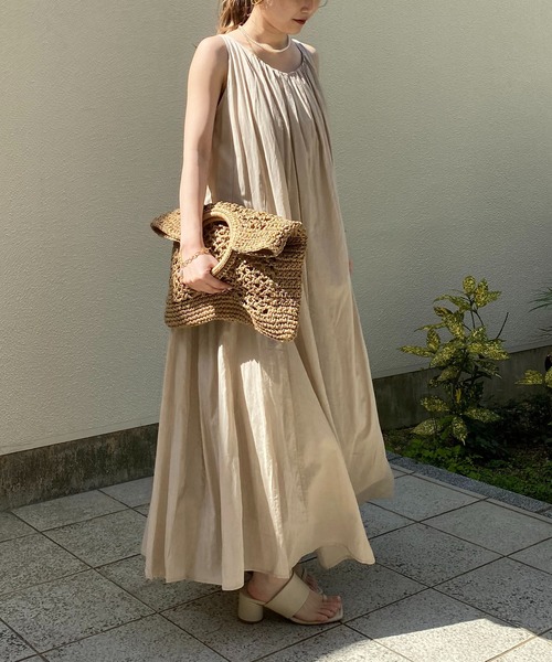 CAPRICIEUX LE'MAGE（カプリシューレマージュ）の「テントラインバックリボンワンピース（ワンピース・レディース・チャコールグレー/ベージュ/ピンク・FREE）」の14枚目の写真