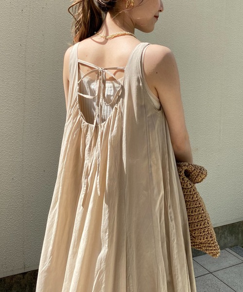 CAPRICIEUX LE'MAGE（カプリシューレマージュ）の「テントラインバックリボンワンピース（ワンピース・レディース・チャコールグレー/ベージュ/ピンク・FREE）」の15枚目の写真