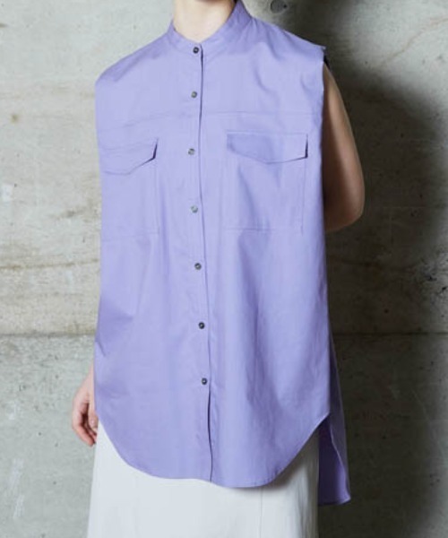 lautreamont BLEUBLANC(ロートレアモンブルーブラン)の「<lautreamont BLEUBLANC>ノースリーブロングシャツ(シャツ/ブラウス・レディース・パープル/ブラウン/キャメル・9号)」の3枚目の写真