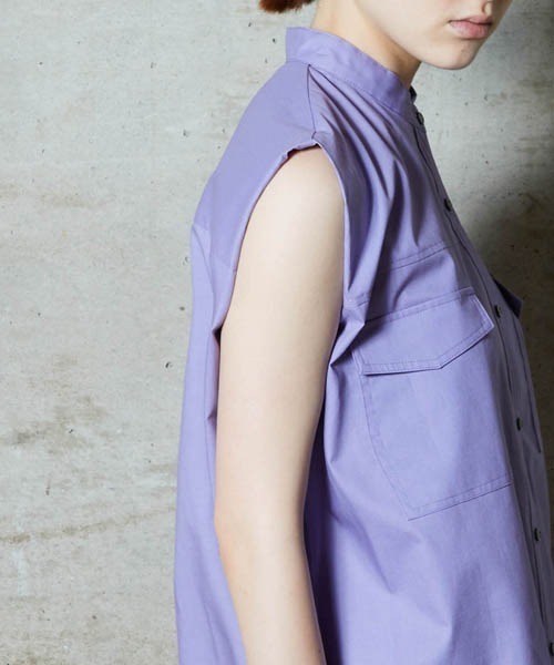lautreamont BLEUBLANC(ロートレアモンブルーブラン)の「<lautreamont BLEUBLANC>ノースリーブロングシャツ(シャツ/ブラウス・レディース・パープル/ブラウン/キャメル・9号)」の6枚目の写真