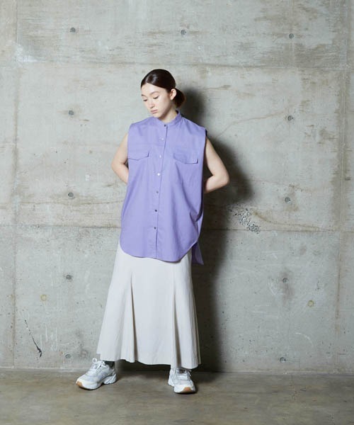 lautreamont BLEUBLANC(ロートレアモンブルーブラン)の「<lautreamont BLEUBLANC>ノースリーブロングシャツ(シャツ/ブラウス・レディース・パープル/ブラウン/キャメル・9号)」の18枚目の写真