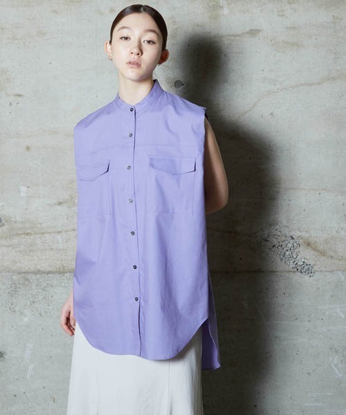 lautreamont BLEUBLANC(ロートレアモンブルーブラン)の「<lautreamont BLEUBLANC>ノースリーブロングシャツ(シャツ/ブラウス・レディース・パープル/ブラウン/キャメル・9号)」の4枚目の写真