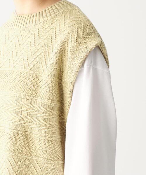 CITEN（シテン）の「＜CITEN（シテン）＞ ソフトタッチ ケーブル ショート ベスト（ベスト・レディース・ベージュ/オフホワイト・FREE）」の11枚目の写真