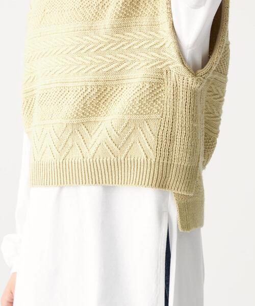 CITEN（シテン）の「＜CITEN（シテン）＞ ソフトタッチ ケーブル ショート ベスト（ベスト・レディース・ベージュ/オフホワイト・FREE）」の9枚目の写真