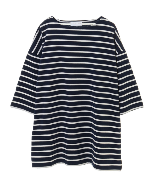 MEN'S MELROSE(メンズメルローズ)の「MASTER FRAME ボートネックボーダーTシャツ(Tシャツ/カットソー・メンズ・ネイビー/ブルー/サックスブルー・2/4/3)」の2枚目の写真