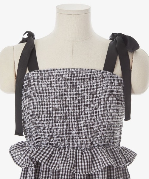 chuu（チュー）の「CHUU チェックリボンティアードワンピース（ワンピース・レディース・ブラック/レッド・FREE）」の17枚目の写真