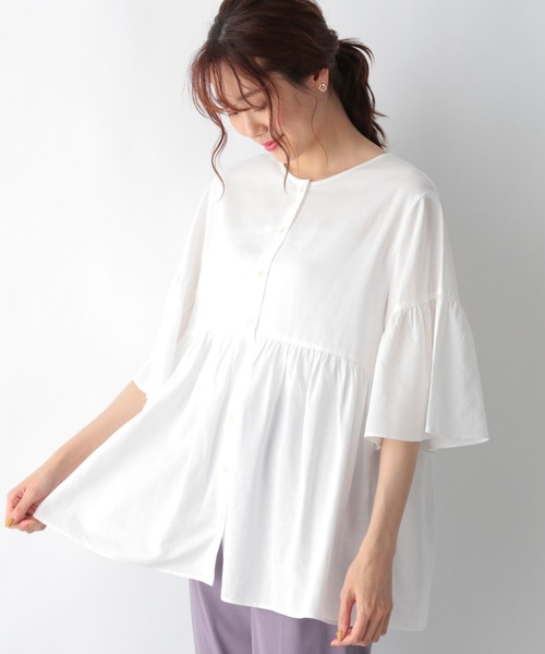 GLOBAL WORK（グローバルワーク）の「フレンチリネン混チュニック5分袖