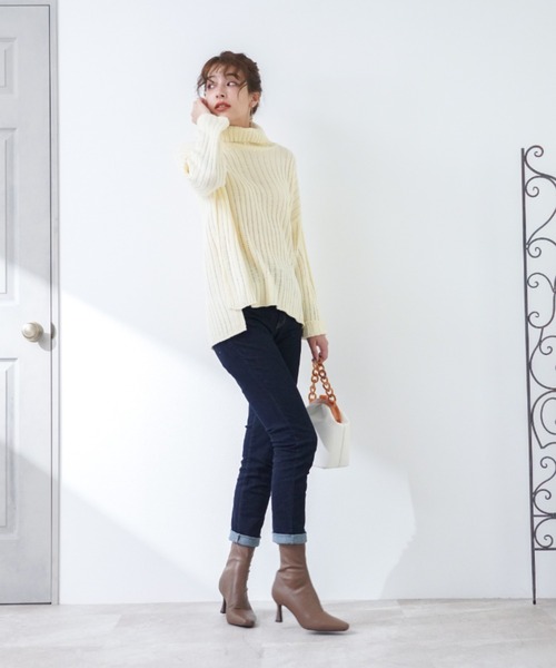 VIVIAN（ヴィヴィアン）の「スクエアトゥバックファスナーストレッチショートブーツ（ブーツ・レディース・ヘザーチャコール/ホワイト系その他5/ブラック系その他2/ブラック系その他3/ブラウン系その他5・LL/S/M/L）」の18枚目の写真