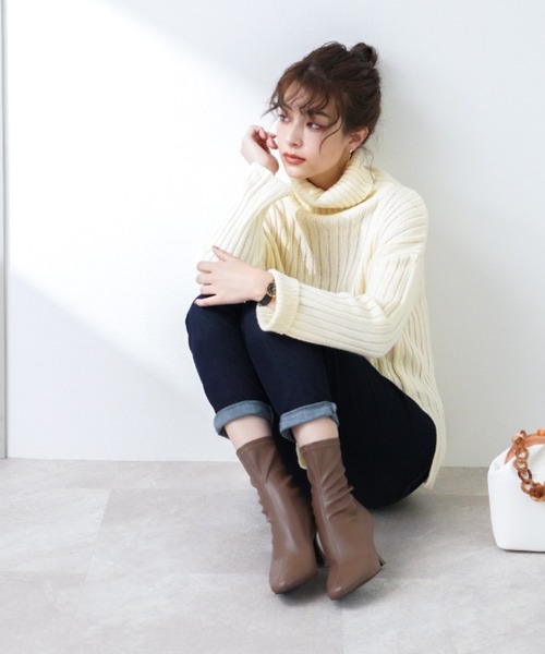 VIVIAN（ヴィヴィアン）の「スクエアトゥバックファスナーストレッチショートブーツ（ブーツ・レディース・ヘザーチャコール/ホワイト系その他5/ブラック系その他2/ブラック系その他3/ブラウン系その他5・LL/S/M/L）」の11枚目の写真