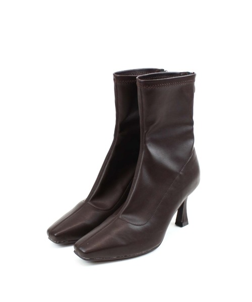 VIVIAN（ヴィヴィアン）の「スクエアトゥバックファスナーストレッチショートブーツ（ブーツ・レディース・ヘザーチャコール/ホワイト系その他5/ブラック系その他2/ブラック系その他3/ブラウン系その他5・LL/S/M/L）」の20枚目の写真