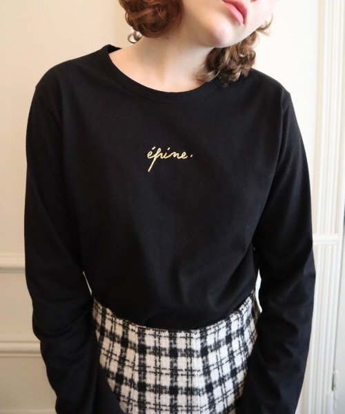 épine♡embroidery gold logo long tee epine（エピヌ）の「epine embroidery gold logo long tee（Tシャツ
