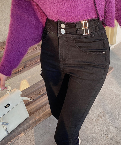 Bifrost(ビフレスト)の「ダメージスキニーデニムパンツ(デニムパンツ・レディース・ブラック/ブルー・L/M)」の15枚目の写真