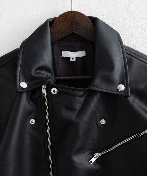 Rocky Monroe(ロッキーモンロー)の「ダブルライダースフェイクレザージャケット(ライダースジャケット・メンズ・ブラック/ネイビー・M/LL/L)」の9枚目の写真