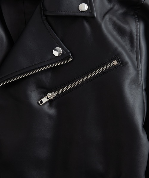 Rocky Monroe(ロッキーモンロー)の「ダブルライダースフェイクレザージャケット(ライダースジャケット・メンズ・ブラック/ネイビー・M/LL/L)」の14枚目の写真