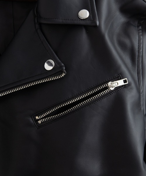 Rocky Monroe(ロッキーモンロー)の「ダブルライダースフェイクレザージャケット(ライダースジャケット・メンズ・ブラック/ネイビー・M/LL/L)」の17枚目の写真