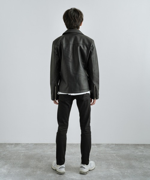 Rocky Monroe(ロッキーモンロー)の「ダブルライダースフェイクレザージャケット(ライダースジャケット・メンズ・ブラック/ネイビー・M/LL/L)」の6枚目の写真