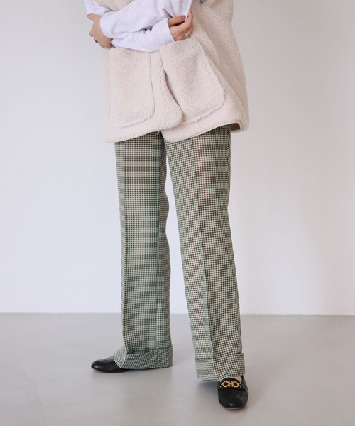SLOBE citron.（スローブシトロン）の「SLOBE citron. Funny ツイードパンツ【手洗い可能】◆（その他パンツ・レディース・チャコールグレー/グリーン/キャメル・38/36）」の2枚目の写真