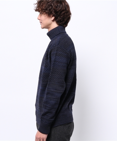 CIAOPANIC（チャオパニック）の「【Ciaopanic】編み替え地柄タートル（ニット/セーター・メンズ・ネイビー/オフホワイト/ボルドー・LARGE/MEDIUM）」の5枚目の写真