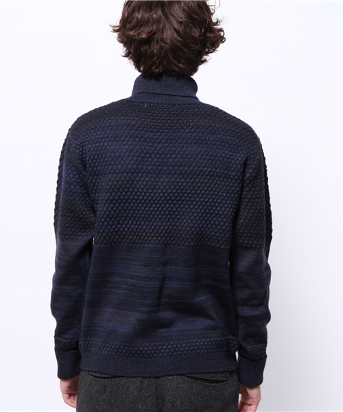 CIAOPANIC（チャオパニック）の「【Ciaopanic】編み替え地柄タートル（ニット/セーター・メンズ・ネイビー/オフホワイト/ボルドー・LARGE/MEDIUM）」の6枚目の写真