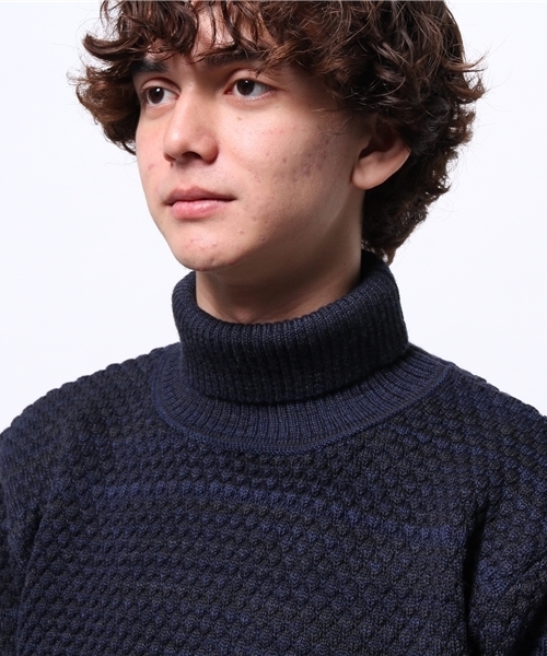 CIAOPANIC（チャオパニック）の「【Ciaopanic】編み替え地柄タートル（ニット/セーター・メンズ・ネイビー/オフホワイト/ボルドー・LARGE/MEDIUM）」の7枚目の写真