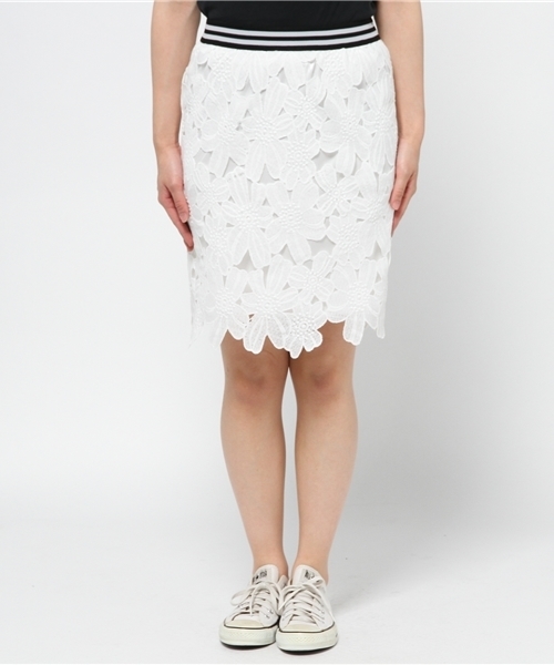 WEGO（ウィゴー）の「WEGO/リブラインレースペンシルスカート（スカート・レディース・オフホワイト/ネイビー・FREE）」の3枚目の写真