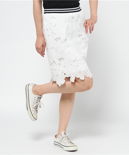 WEGO（ウィゴー）の「WEGO/リブラインレースペンシルスカート（スカート・レディース・オフホワイト/ネイビー・FREE）」の11枚目の写真