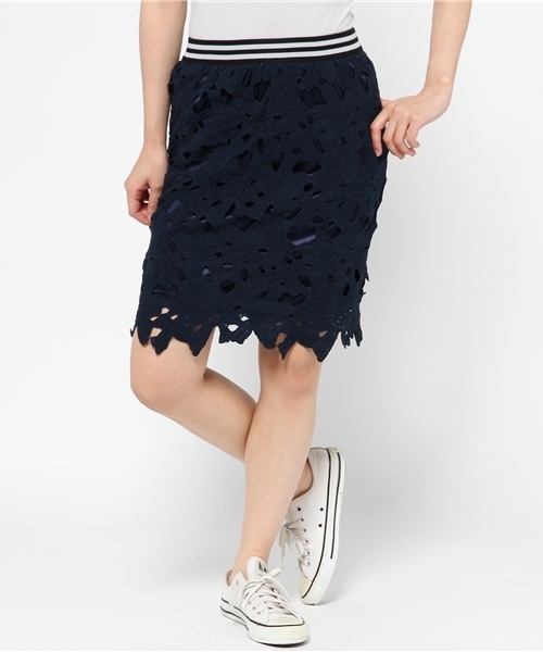 WEGO（ウィゴー）の「WEGO/リブラインレースペンシルスカート（スカート・レディース・オフホワイト/ネイビー・FREE）」の12枚目の写真