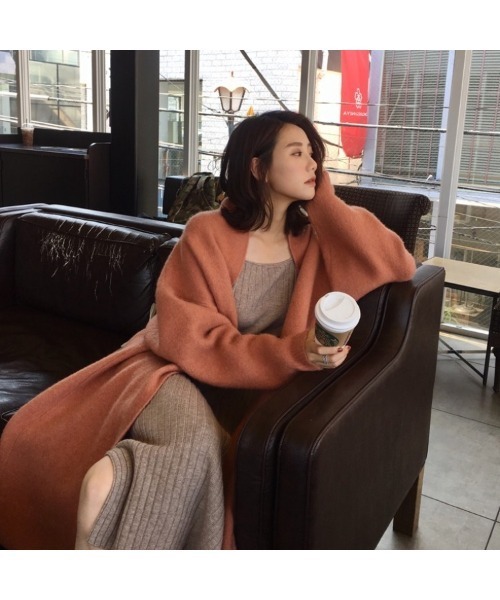 Ritzy(リッツィー)の「大人シルエット ゆる感 ロング丈 カーディガン(カーディガン/ボレロ・レディース・オフホワイト/モカ/コーラルピンク・FREE)」の1枚目の写真