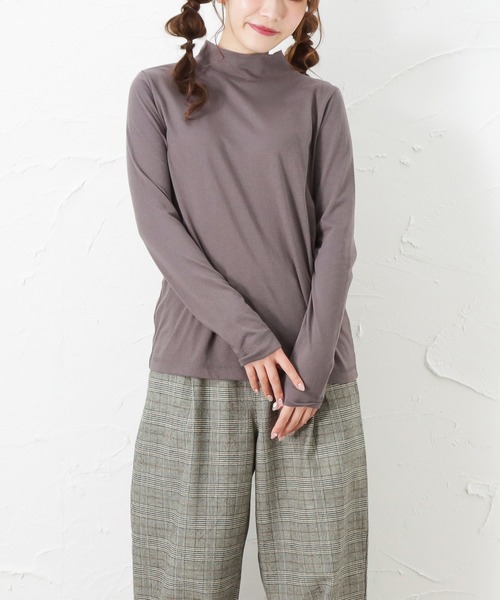 NAVY(ネイビー)の「NAVY ネイビー ハイネックリングロングスリーブTシャツ(Tシャツ/カットソー・レディース・ピンク/ホワイト/グリーン/グレー/ブラック・L/M)」の3枚目の写真
