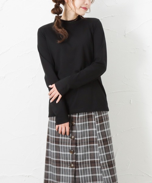 NAVY(ネイビー)の「NAVY ネイビー ハイネックリングロングスリーブTシャツ(Tシャツ/カットソー・レディース・ピンク/ホワイト/グリーン/グレー/ブラック・L/M)」の1枚目の写真