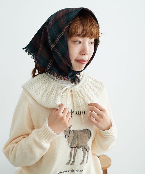chambre de charme(シャンブルドゥシャーム)の「cdc コットン/ウール チェック スカーフ(バンダナ/スカーフ・レディース・ブラウン/グリーン・FREE)」の14枚目の写真