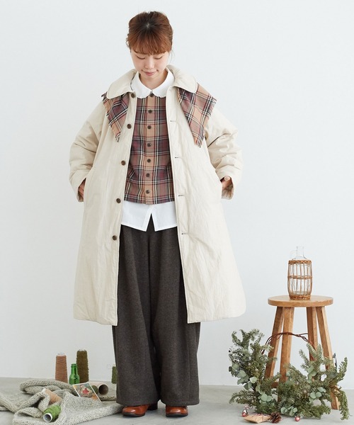 chambre de charme(シャンブルドゥシャーム)の「cdc コットン/ウール チェック スカーフ(バンダナ/スカーフ・レディース・ブラウン/グリーン・FREE)」の10枚目の写真