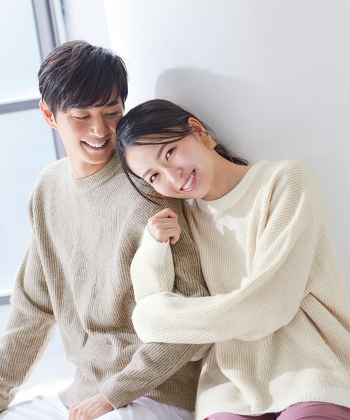 KOBE LETTUCE（コウベレタス）の「選べるタイプユニセックス起毛ニットトップス（ニット/セーター・レディース・ベージュ系その他/モスグリーン/ベージュ系その他2/ブルー系その他/ベージュ系その他3/ベージュ系その他4/グリーン系その他/ブルー系その他2・1/2）」の4枚目の写真