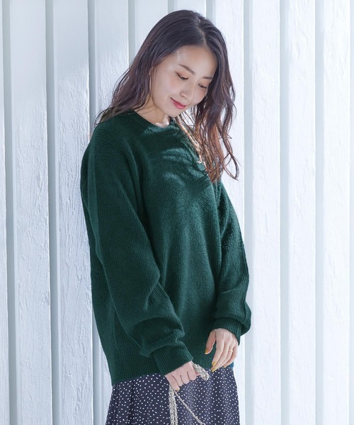 KOBE LETTUCE（コウベレタス）の「選べるタイプユニセックス起毛ニットトップス（ニット/セーター・レディース・ベージュ系その他/モスグリーン/ベージュ系その他2/ブルー系その他/ベージュ系その他3/ベージュ系その他4/グリーン系その他/ブルー系その他2・1/2）」の5枚目の写真
