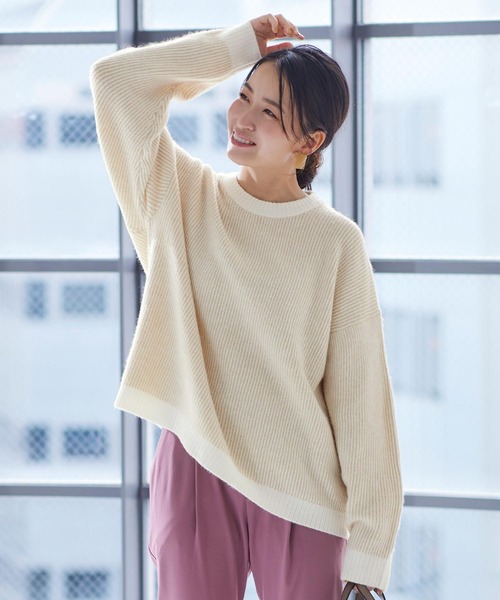 KOBE LETTUCE（コウベレタス）の「選べるタイプユニセックス起毛ニットトップス（ニット/セーター・レディース・ベージュ系その他/モスグリーン/ベージュ系その他2/ブルー系その他/ベージュ系その他3/ベージュ系その他4/グリーン系その他/ブルー系その他2・1/2）」の15枚目の写真