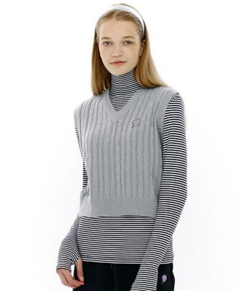 CLOTTY(クロッティ)の「CLOTTY/CC CABLE VEST 2229515(ベスト・レディース・ベージュ/グレー/ピンク・FREE)」の2枚目の写真