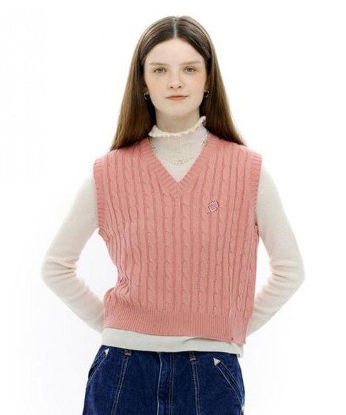 CLOTTY(クロッティ)の「CLOTTY/CC CABLE VEST 2229515(ベスト・レディース・ベージュ/グレー/ピンク・FREE)」の3枚目の写真