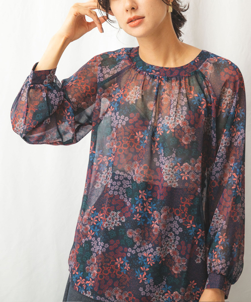 NARACAMICIE（ナラカミーチェ）の「シフォンフラワーギャザーブラウス（シャツ/ブラウス・レディース・ブラック/ネイビー・MEDIUM/X-LARGE）」の22枚目の写真