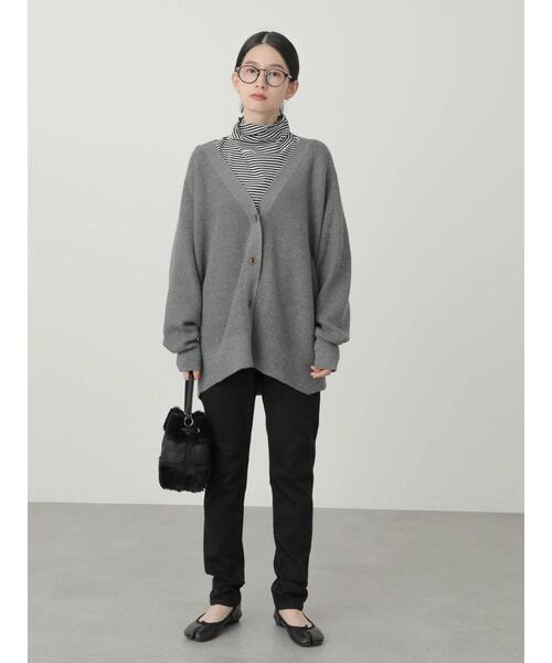 820】アナイ ウールカシミヤ片畦Vネック カーディガン アイボリー 38