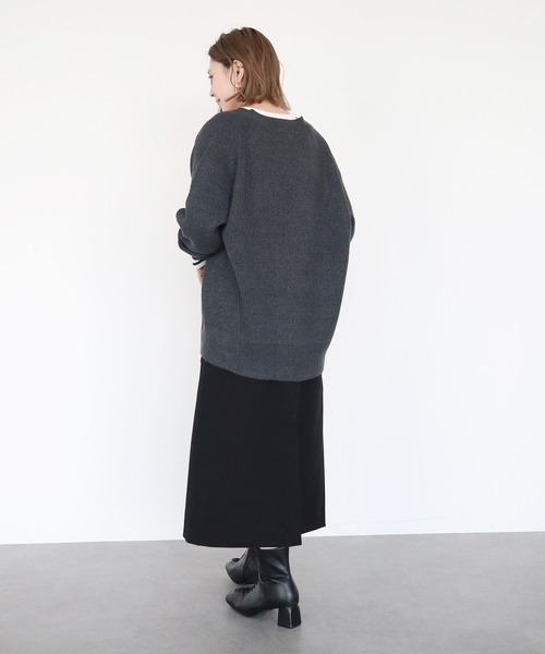 AMERICAN HOLIC（アメリカンホリック）の「片畦Vネックニットカーディガン（カーディガン/ボレロ・レディース・アイボリー/杢グレー/ダークグレー/ブラック/ブラウン/ピンク・M/L）」の21枚目の写真