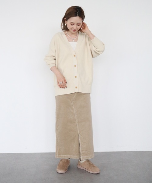 AMERICAN HOLIC（アメリカンホリック）の「片畦Vネックニットカーディガン（カーディガン/ボレロ・レディース・アイボリー/杢グレー/ダークグレー/ブラック/ブラウン/ピンク・M/L）」の8枚目の写真