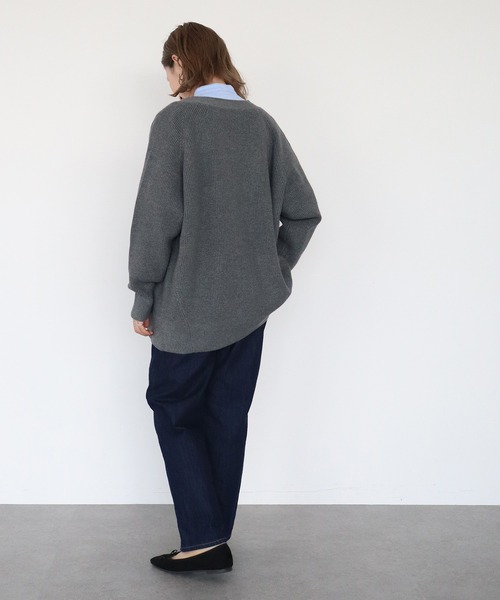 AMERICAN HOLIC（アメリカンホリック）の「片畦Vネックニットカーディガン（カーディガン/ボレロ・レディース・アイボリー/杢グレー/ダークグレー/ブラック/ブラウン/ピンク・M/L）」の12枚目の写真