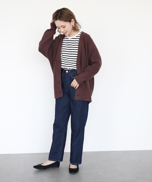 AMERICAN HOLIC（アメリカンホリック）の「片畦Vネックニットカーディガン（カーディガン/ボレロ・レディース・アイボリー/杢グレー/ダークグレー/ブラック/ブラウン/ピンク・M/L）」の17枚目の写真