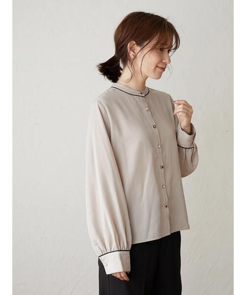 ELENCARE DUE(エレンカーレデュエ)の「・ELENCARE DUE パイピングブラウス*(シャツ/ブラウス・レディース・ブラック/ベージュ/オフホワイト/オレンジ・FREE)」の12枚目の写真