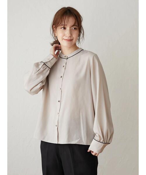 ELENCARE DUE(エレンカーレデュエ)の「・ELENCARE DUE パイピングブラウス*(シャツ/ブラウス・レディース・ブラック/ベージュ/オフホワイト/オレンジ・FREE)」の16枚目の写真