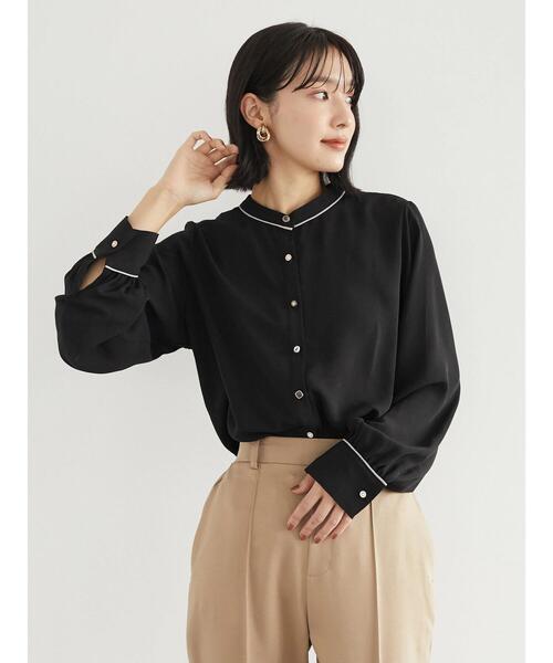 ELENCARE DUE(エレンカーレデュエ)の「・ELENCARE DUE パイピングブラウス*(シャツ/ブラウス・レディース・ブラック/ベージュ/オフホワイト/オレンジ・FREE)」の6枚目の写真